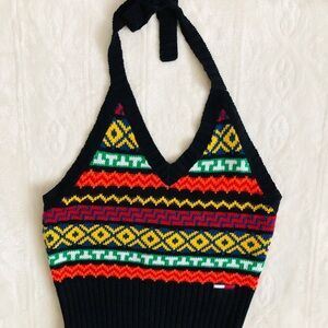 Tommy Jeans Vintage Multicolor Y2K Knit Halter Top XS